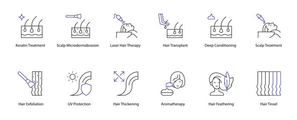 Hair and Scalp Treatment Icons Collection