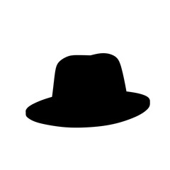 Black silhouette of a beach hat in simple vector style. Elegant fashion accessory symbol for summer, travel, sun protection, and minimalist graphic design