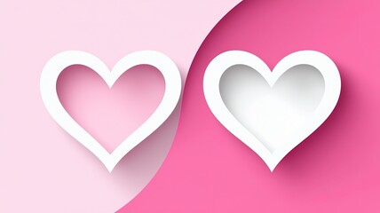 Simple pink and white 3D heart illustration, minimalist Valentine's Day vector design, clean background
