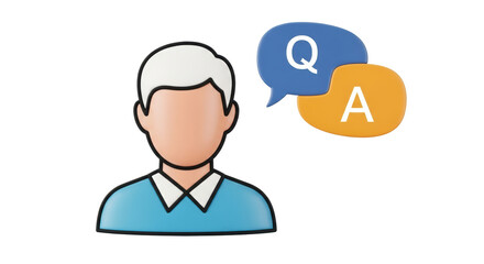 Isolated question and answer graphic illustration with person, consultation symbol graphic