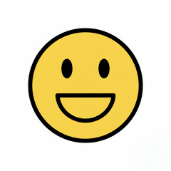 Fototapeta premium A bright yellow circular emoji with a cheerful open smile, representing happiness, joy, and positive communication in a simple graphic illustration