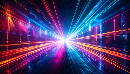 Colorful light streaks on a stage