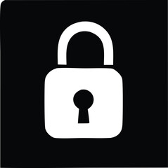 Simple white padlock icon on dark square background representing security privacy and access control