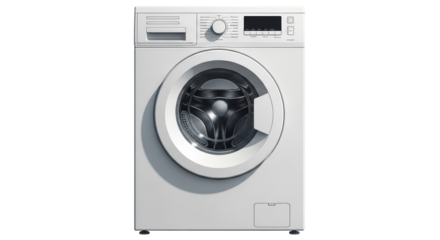 Isolated appliance shows a home laundry washing machine in the domestic setting for cleaning