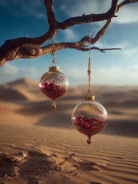 desert christmas tree decorations in the middle of the desert