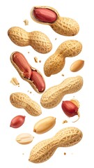 Peanuts in mid-air, scattered