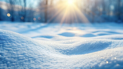 Minimal winter background with fresh snow, smooth surface, soft natural shadows, copy space, photorealistic, high resolution, perfect for product mockups and seasonal marketing.