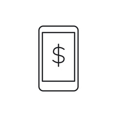 Mobile Phone E-Payment Dollar Sign Line Icon