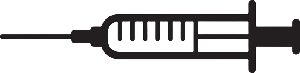 Clean silhouette icon of a medical syringe for healthcare and science