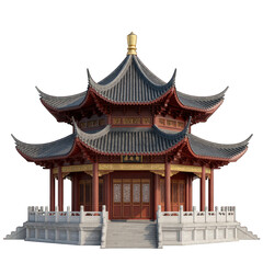 Obraz premium Detailed pagoda architecture with black roof on transparent background