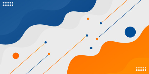 Blue and orange geometric business banner design. Creative banner design with wave shapes and lines for template. Simple design on white horizontal banner. Eps10 vector