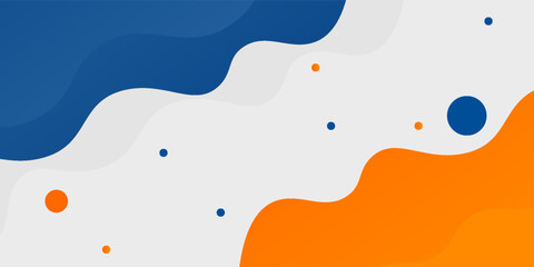 Blue and orange geometric business banner design. Creative banner design with wave shapes and lines for template. Simple design on white horizontal banner.