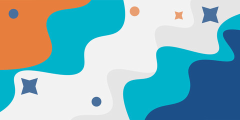 Blue and orange geometric business banner design. Creative banner design with wave shapes and lines for template. Simple design on white horizontal banner. Eps10 vector