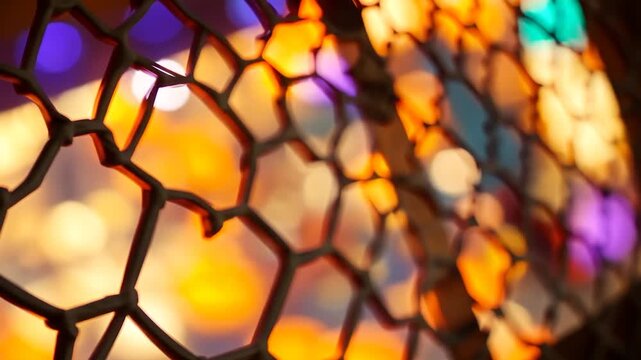 Abstract design of patterned screen with blurred lights