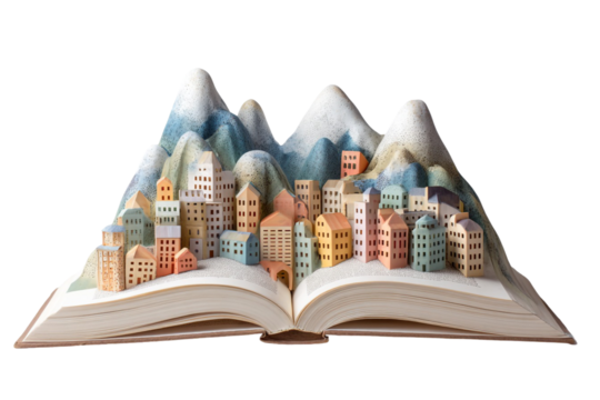 Fantasy Literature Hills – Books Forming Rolling Hills Illustration