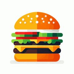 Flat burger icon, simple scalable vector