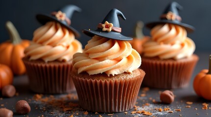 festive cupcakes decorated for halloween holiday