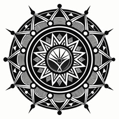 Sacred Drum Mandala Silhouette Vector