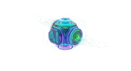 Colorful geometric design with the word AI isolated PNG with Transparent Background