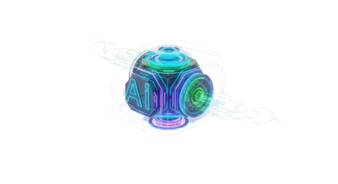 Colorful geometric design with the word AI isolated PNG with Transparent Background