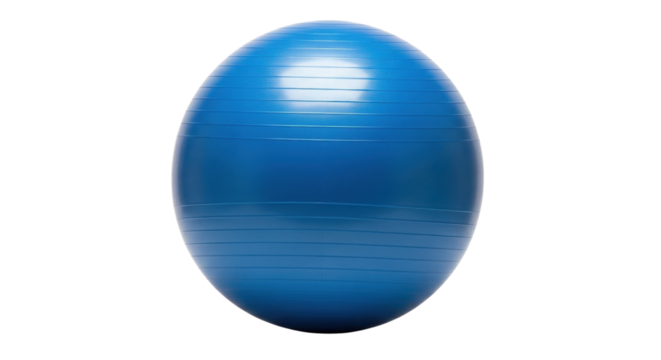 Blue exercise ball for fitness training isolated PNG with Transparent Background