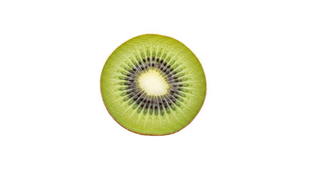 Cross section of a vibrant green kiwi fruit isolated PNG with Transparent Background