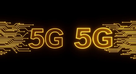 5G technology concept golden glowing network circuit illustration design