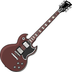 Obraz premium Vintage Electric Guitar Illustration Against a Black Background