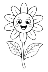Smiling Flower Coloring Page for Kids