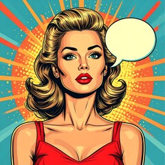 Woman in red dress, comic style