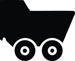 Simple silhouette icon of a cart or wagon with two wheels clearly depicting a transport or shopping concept