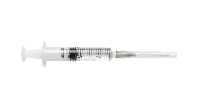 Syringe with needle prepared for injection isolated PNG with Transparent Background