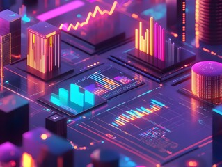 100. Futuristic visualization of financial data analysis