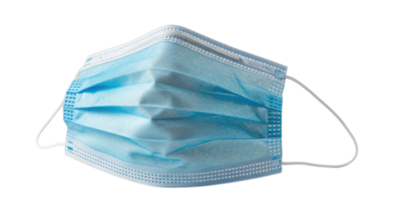 Surgical face mask for protection against viruses and bacteria isolated PNG with Transparent Background