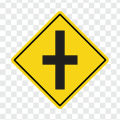 Hidden intersection ahead warning road sign transparent