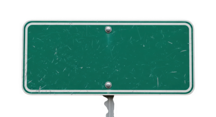 Blank green road sign isolated on transparent background