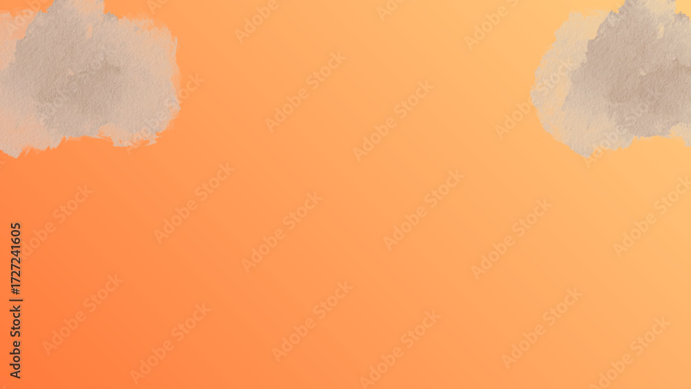 Poster Orange sky with fluffy clouds scenic view for graphic design projects and digital artwork creation use case
