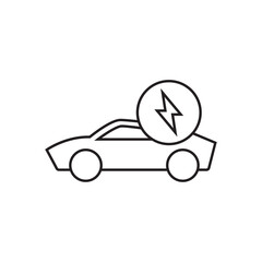 Electric Car Internal Charging Lightning Bolt Line Icon