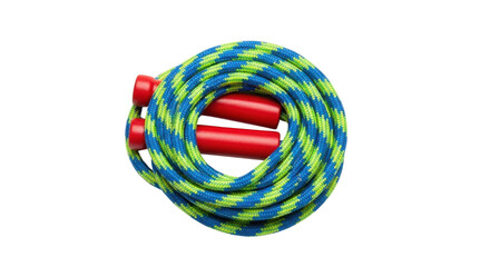Coiled jump rope with red handles isolated PNG with Transparent Background