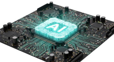 AI artificial intelligence microchip future technology isolated PNG with Transparent Background