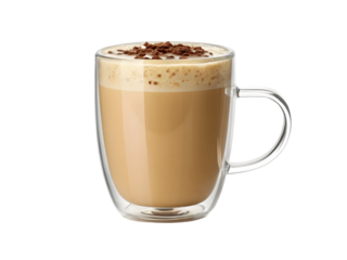 A glass mug of latte isolated on transparent background