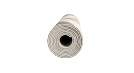 Rolled up yoga mat with colorful pattern for exercise and fitness isolated PNG with Transparent Background