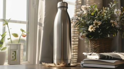 Steel Water Bottle Mockup | Realistic Product Design