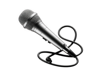 Microphone with cable isolated on transparent background