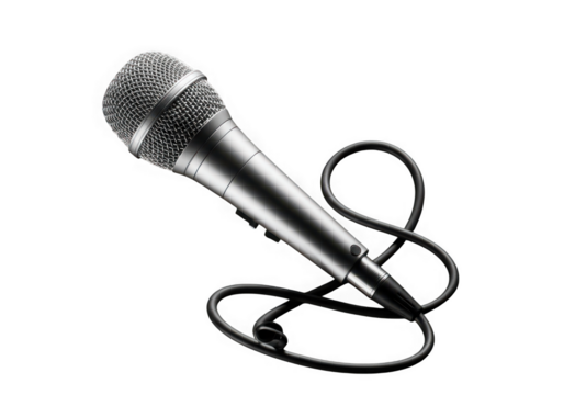Microphone with cable isolated on transparent background