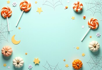 Fototapeta premium Holiday cookies shaped like pumpkins and happy ghosts