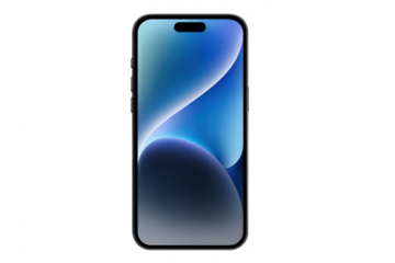 Smartphone with blue gradient screen and transparent background