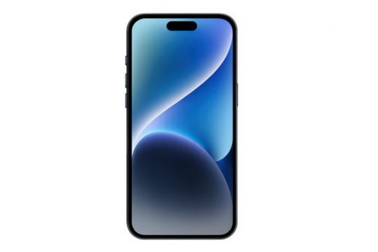Smartphone with blue gradient screen and transparent background