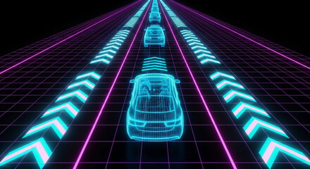 Neon Autonomous Car Future Tech