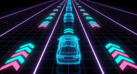 Futuristic Autonomous Car Network - Digital Road